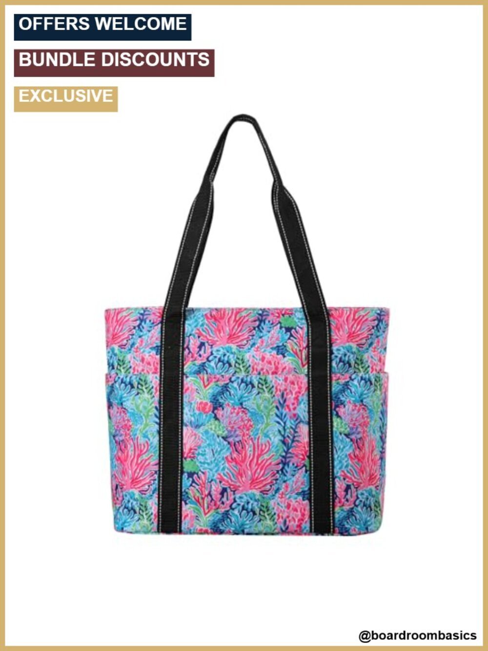 Nylon Tote Bag with Laptop Compartment & Cup Holder - Work Travel Gym Nurse